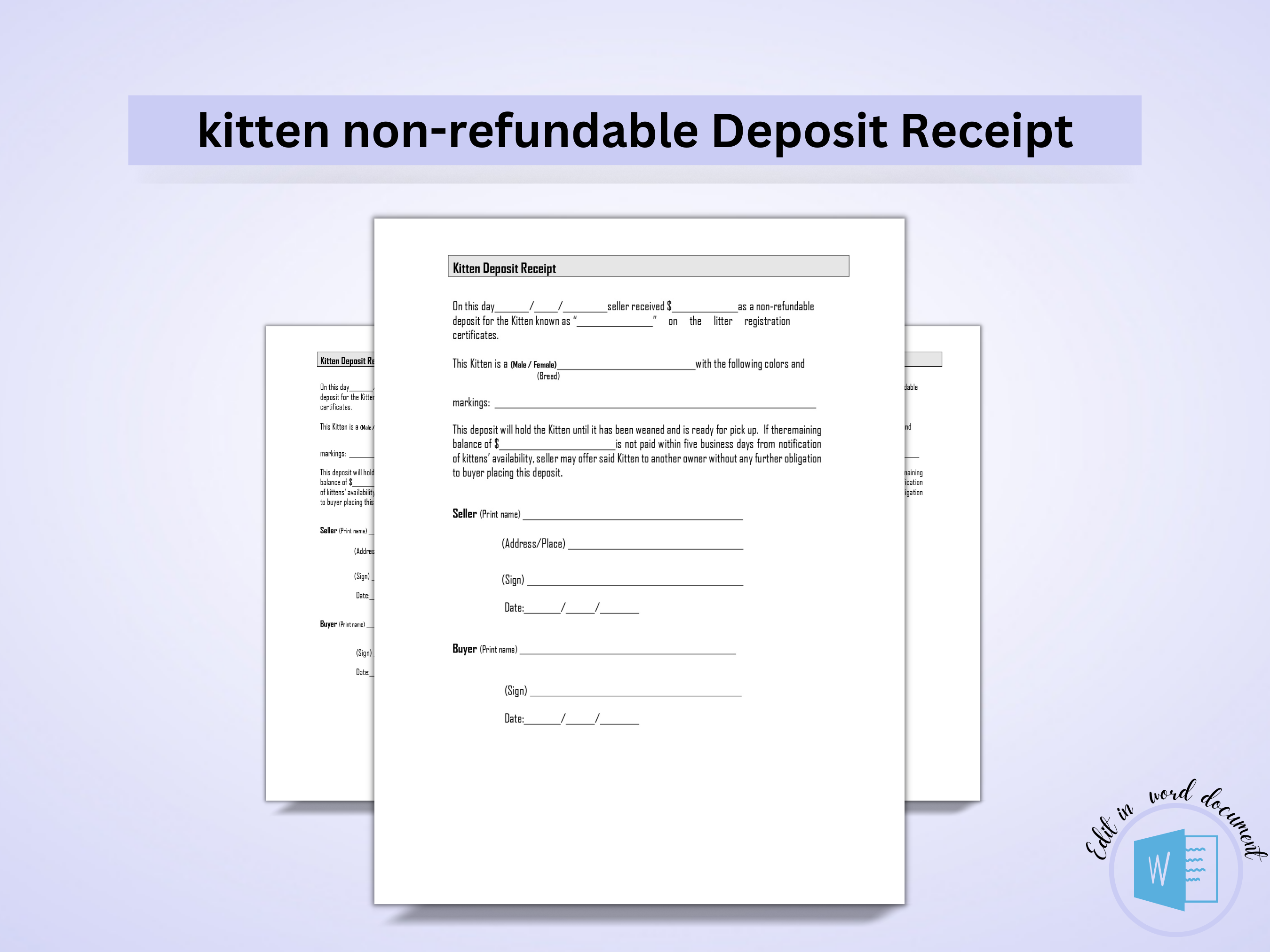 Kitten Deposit Receipt Editable Template In Word Doc Non refundabl kitten-deposit-receipt-editable-template-in-word-doc-non-refundabl