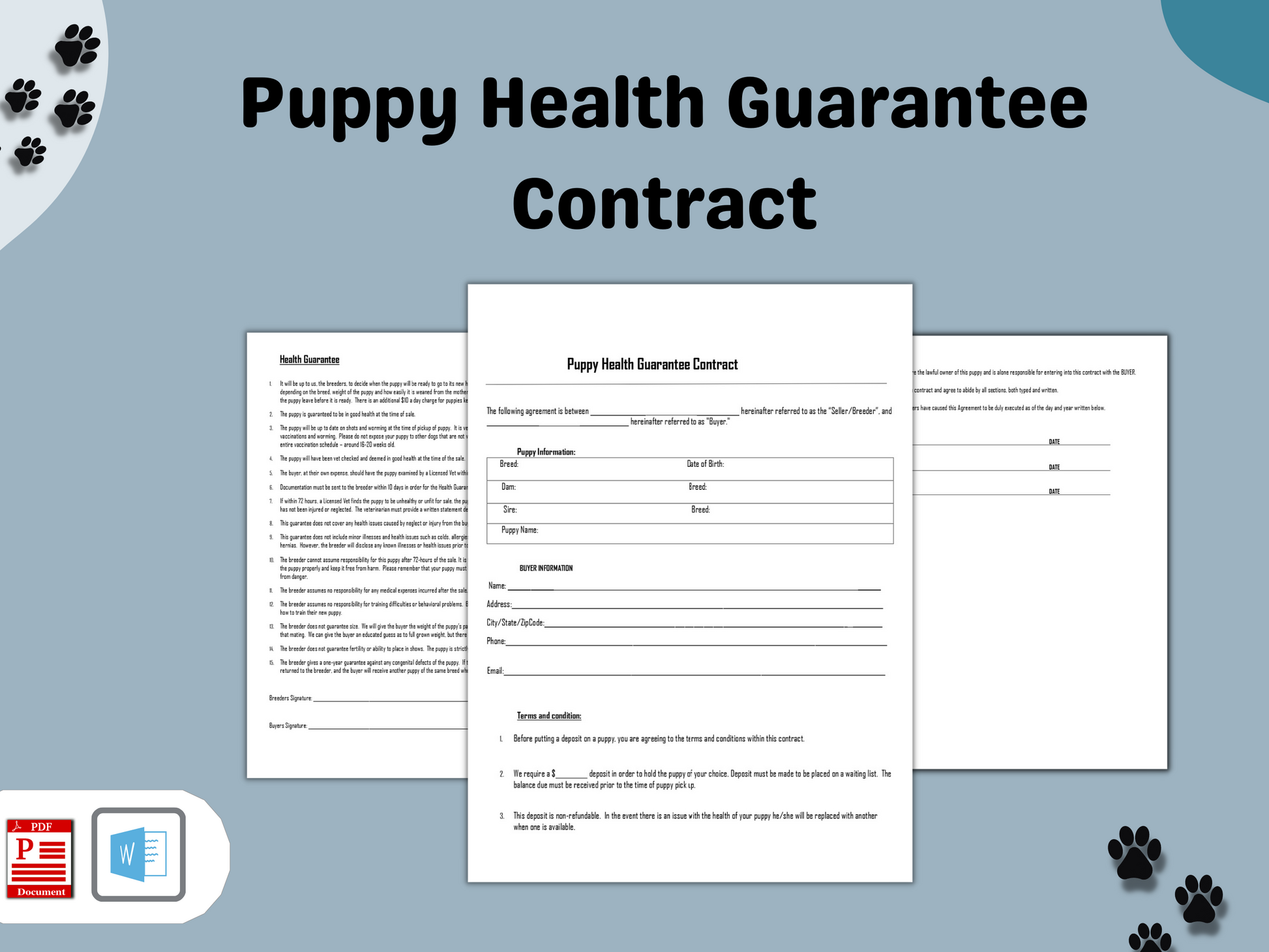 Puppy Health Guarantee Contract | Editable in Word Document | Printabl – Petsforms puppy-health-guarantee-contract-editable-in-word-document-printabl-petsforms