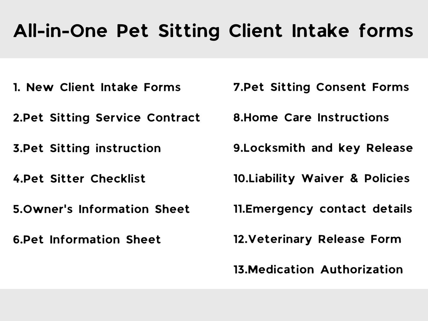 Pet Sitter Bundle | All-in-One Client Intake Forms | Pet Information Sheets | Pet Sitting Contract | Pet Sitter Notes | Sitter Checklist |