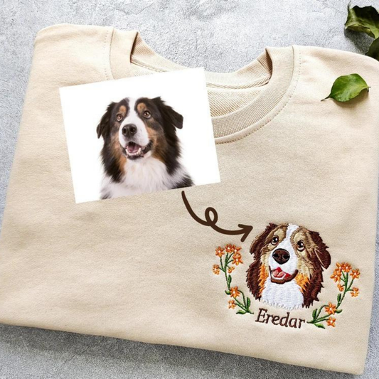 Custom Pet Face Embroidered Sweatshirt