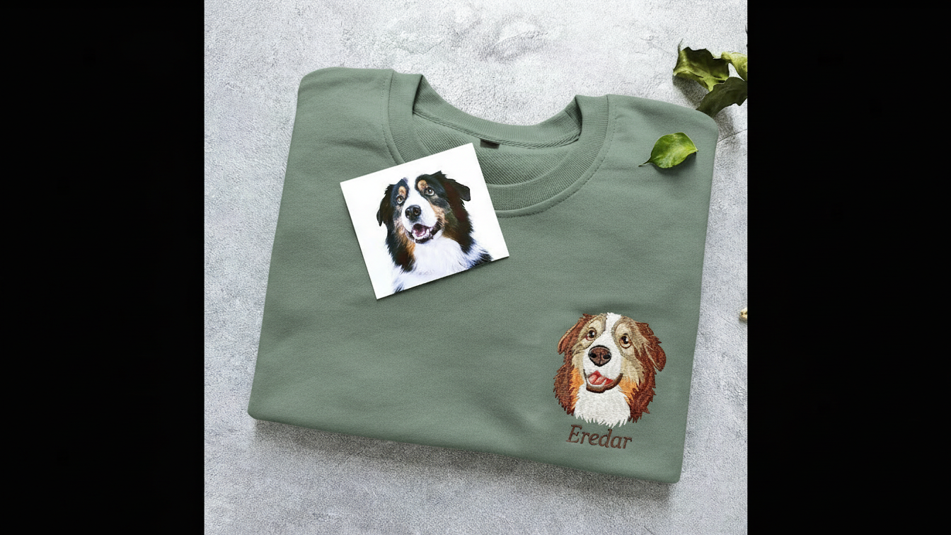 Custom Pet Face Embroidered Sweatshirt