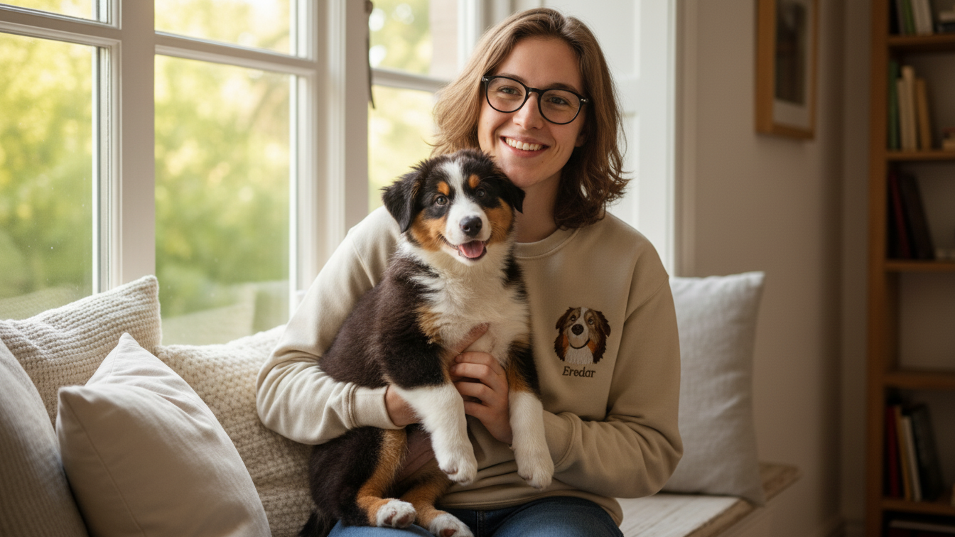 Custom Pet Face Embroidered Sweatshirt