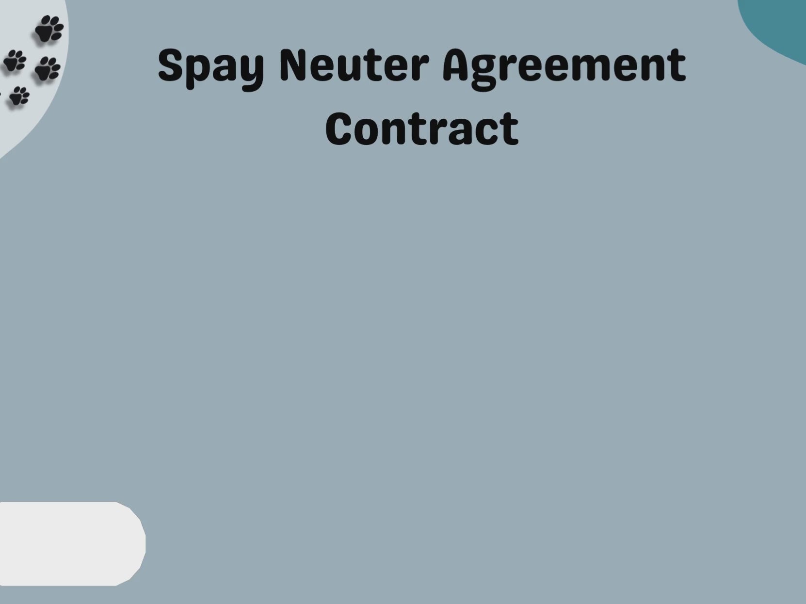 Dog Spay Neuter Agreement Contract Editable Template in Word Documen